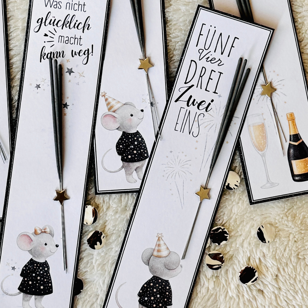 "Silvestermäuse" Druckvorlage für Karten – Bild 6