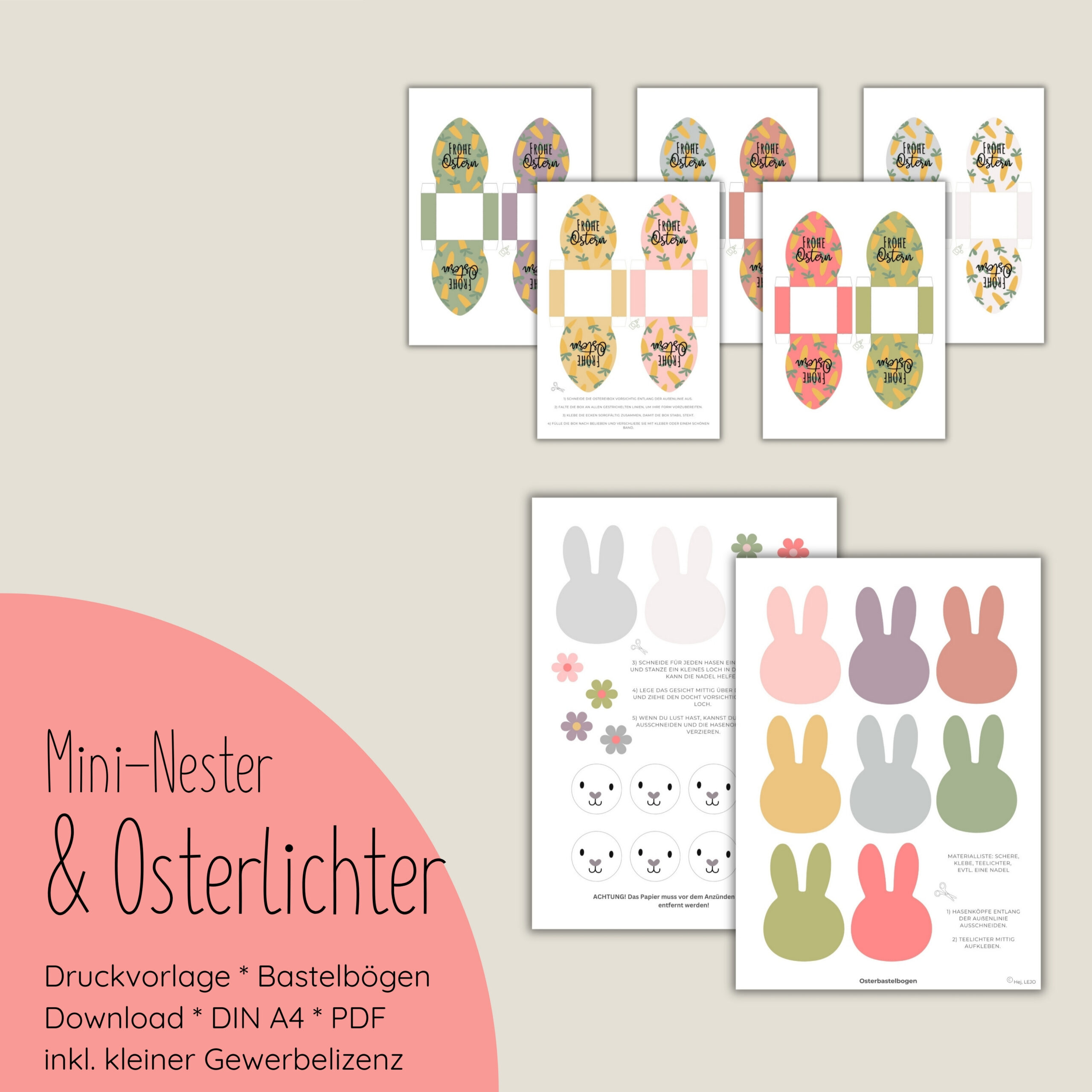 "Mini-Nester & Osterlichter" Druckvorlage