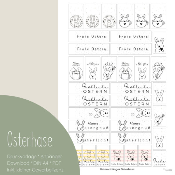 "Osterhase" Druckvorlage für Anhänger