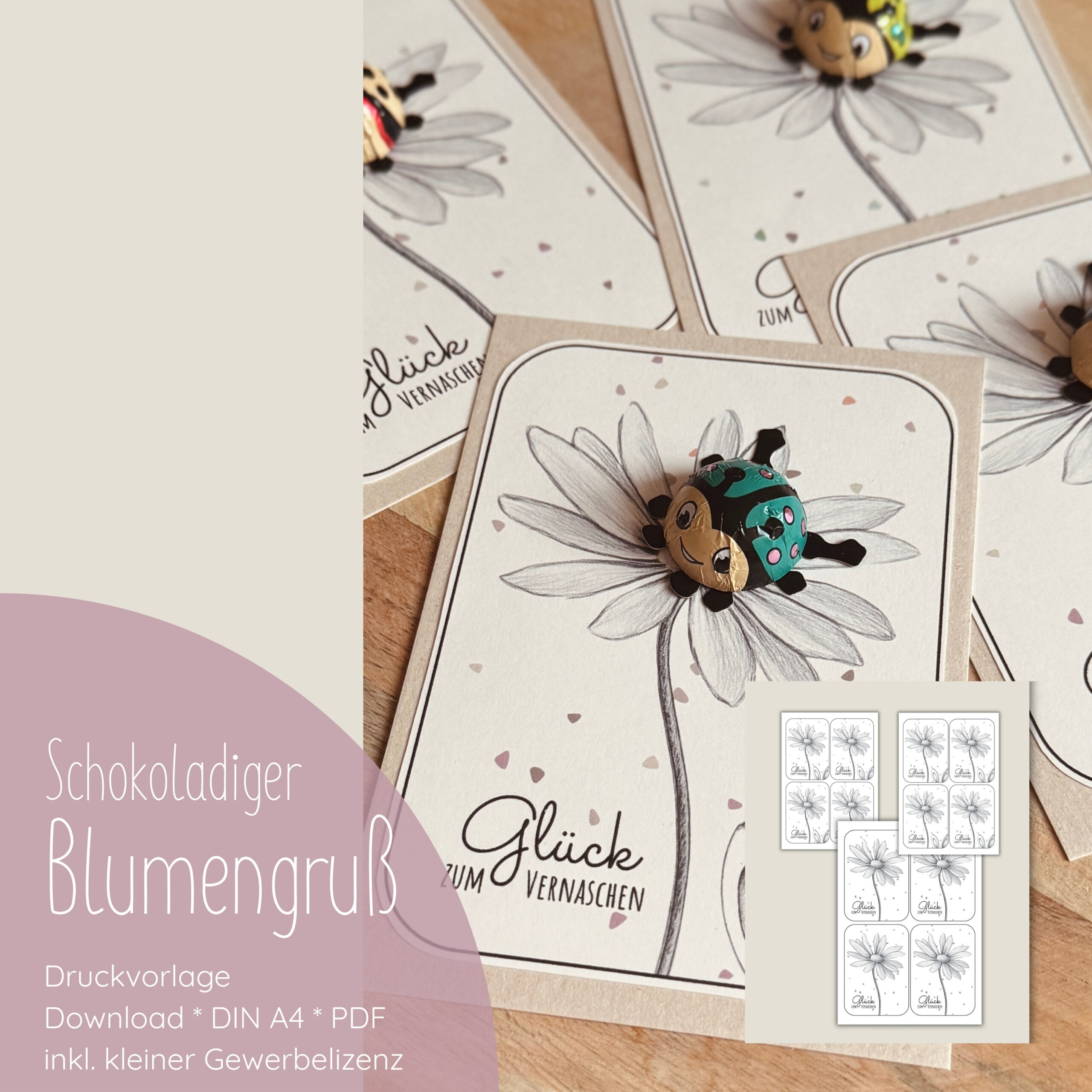 "Schokoladiger Blumengruß" Druckvorlage
