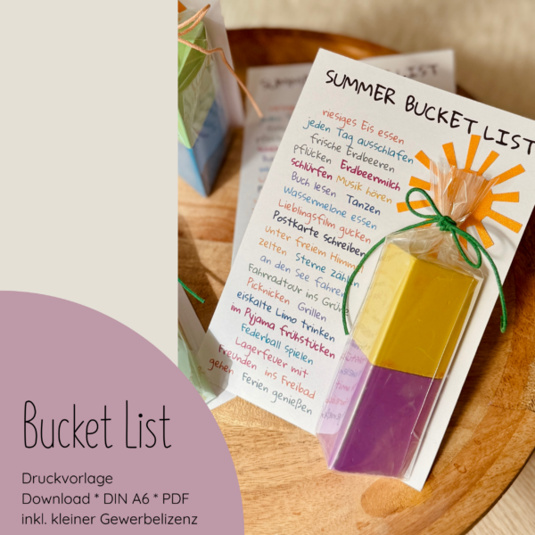 "Bucket List" Druckvorlage für Produktkarten