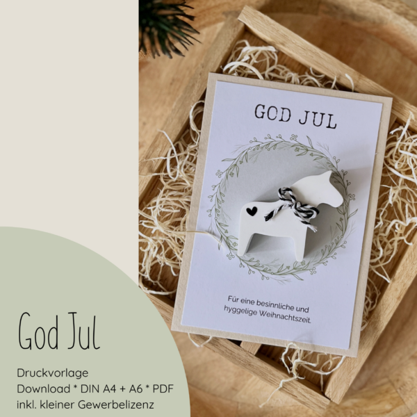 "God Jul" Druckvorlage für Produktkarten