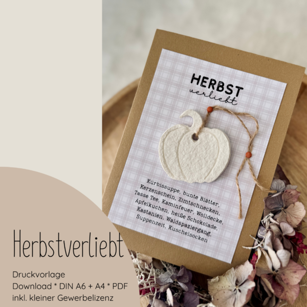 "Herbstverliebt" Druckvorlage f&uuml;r Produktkarten